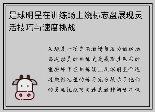 足球明星在训练场上绕标志盘展现灵活技巧与速度挑战